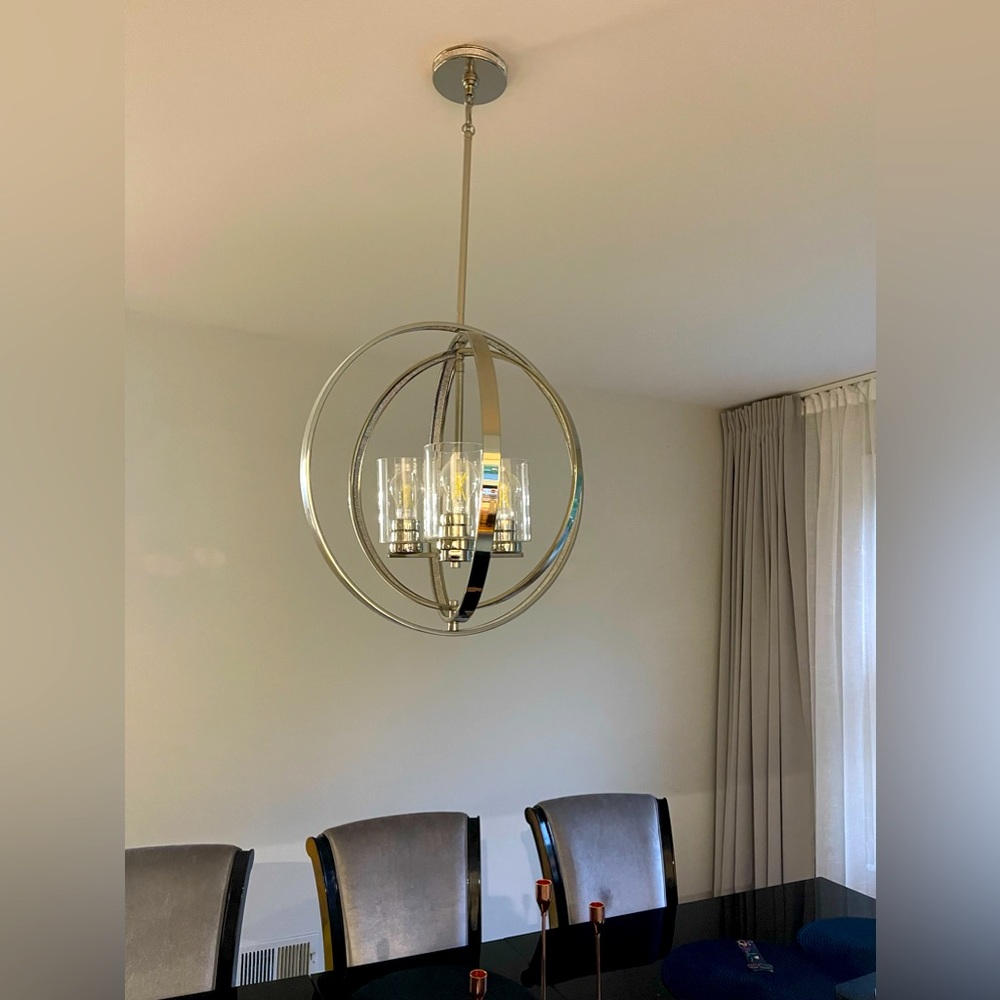 Lalia Home Studio Loft 3-Light Chrome Modern Clear Glass Globe Multi-light